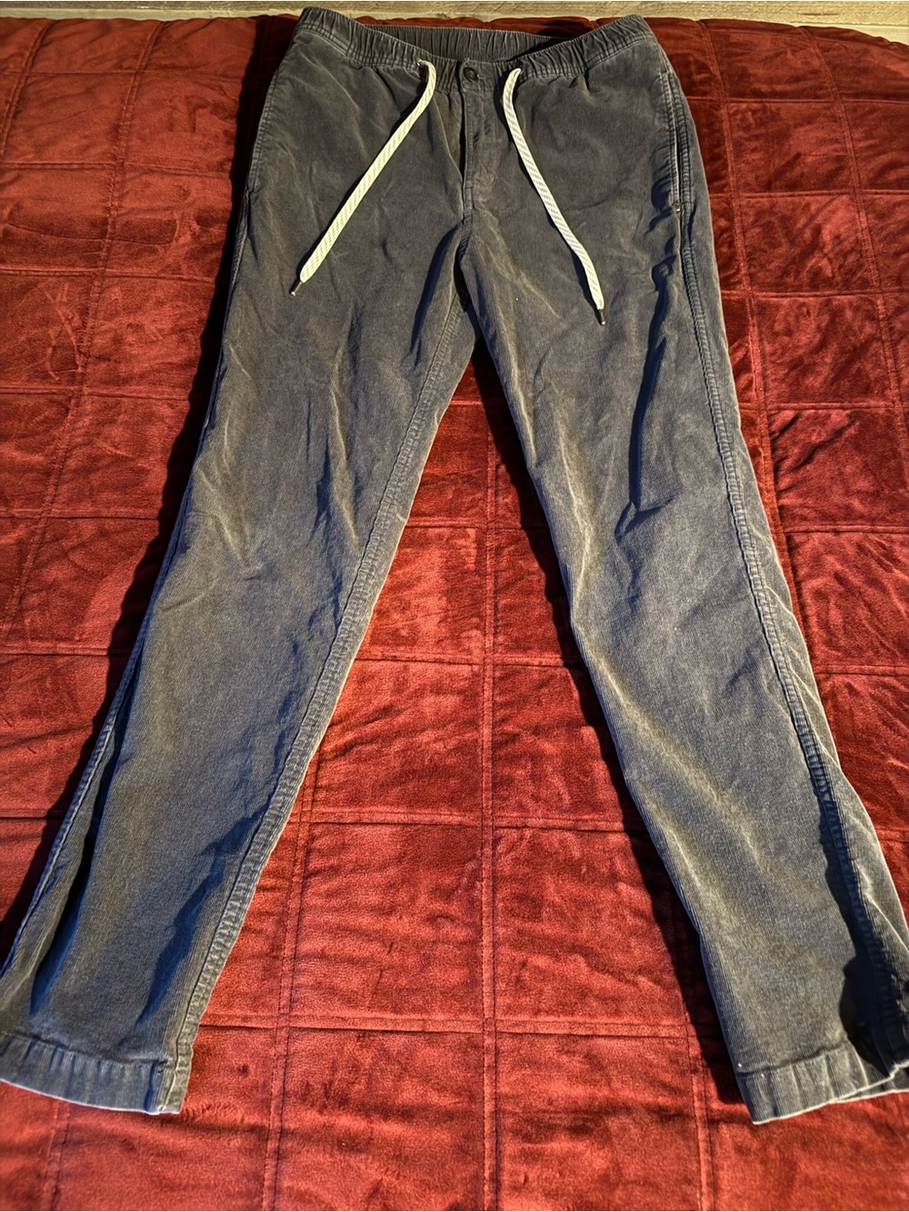 Vuori Men’s Gray Corduroy Pants Drawstring Elastic Waist 30x29